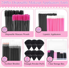 Disposable Makeup Applicators with Triangle Puffs, Mascara wands, Lip/Eyeliner Brushes Disposable Makeup Applicator Kit for Makeup Artist Supplies